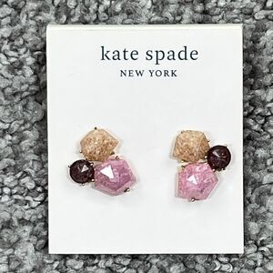 Kate Spade New York Pink Resin Stud Earrings Gold Tone Women Jewelry Statement